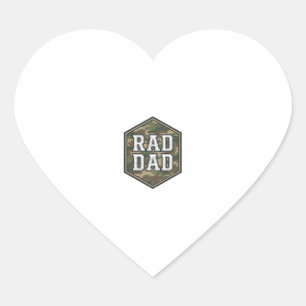 Rad Dad Camo Hexagon Vintage Engraving Design_1 Heart Sticker
