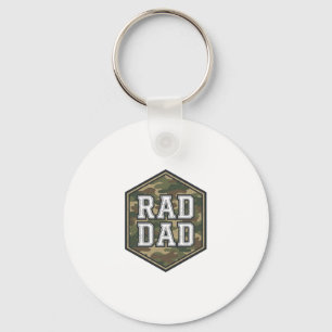 Rad Dad Camo Hexagon Vintage Engraving Design_1 Key Ring