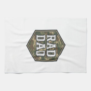 Rad Dad Camo Hexagon Vintage Engraving Design_1 Tea Towel