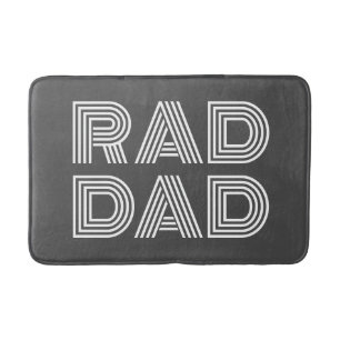Rad Dad charcoal grey retro modern typography fun Bath Mat