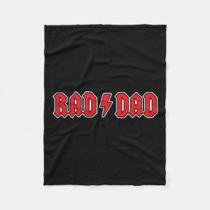 Rad Dad Cool Vintage Rock And Roll Funny Fathers D Fleece Blanket