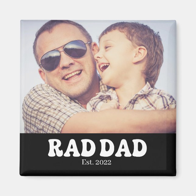Rad Dad Est. Retro Photo Magnet (Front)