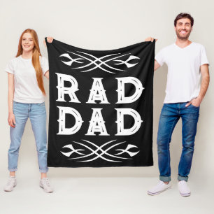 Rad Dad fleece blanket with manly tattoo graphics