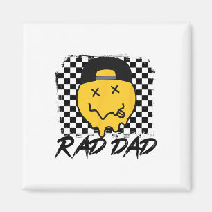 Rad Dad Funny Chequered Father#39;s Day Smile Face Magnet