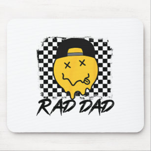 Rad Dad Funny Chequered Father#39;s Day Smile Face Mouse Pad