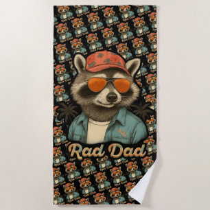 Rad Dad Funny Happy Father's Day Vintage Beach Towel