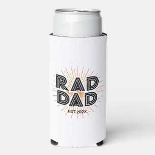 Rad Dad Kid's Gift To Father Black Typography  Seltzer Can Cooler