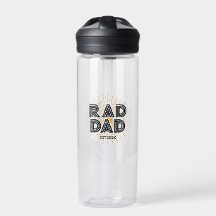 Rad Dad Kid's Gift To Father Black Typography  Water Bottle