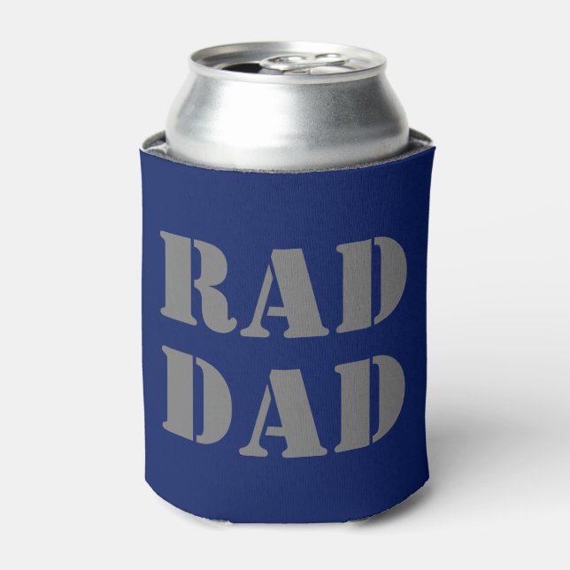 Rad Dad navy blue & grey modern Typography cool Can Cooler (Can Front)