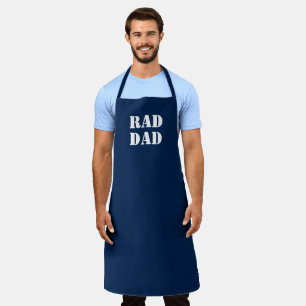 Rad Dad navy blue white modern typography cool Apron