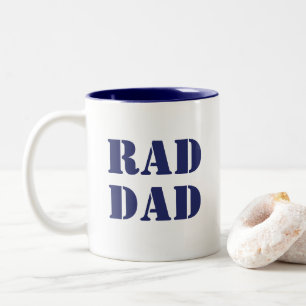 Rad Dad navy blue white modern typography cool Two-Tone Coffee Mug