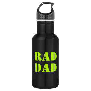 Rad Dad neon & black modern typography cool 532 Ml Water Bottle