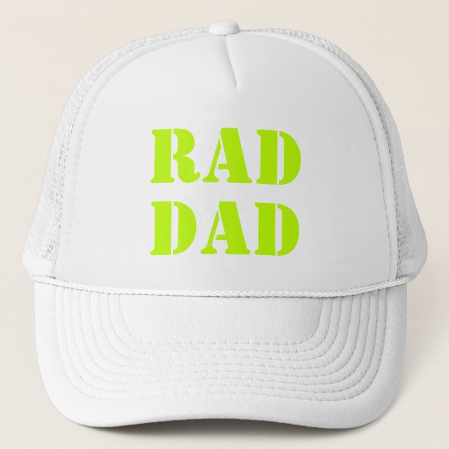 Rad Dad neon green modern typography cool Trucker Hat (Front)