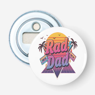 Rad Dad – Retro 80s Neon Style  for Cool Fathers Bottle Opener