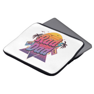 Rad Dad – Retro 80s Neon Style for Cool Fathers Laptop Sleeve