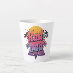 Rad Dad – Retro 80s Neon Style for Cool Fathers Latte Mug