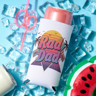Rad Dad – Retro 80s Neon Style for Cool Fathers Seltzer Can Cooler