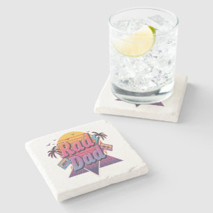 Rad Dad – Retro 80s Neon Style for Cool Fathers Stone Coaster