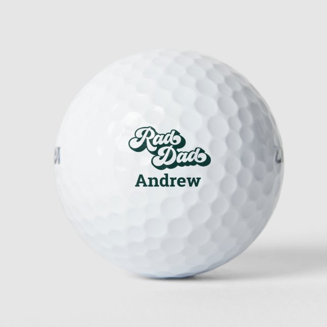 Rad Dad Retro Type Personalised Golf Balls (Front)
