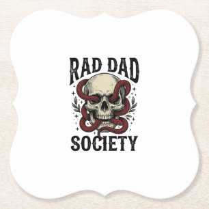 Rad Dad Society Vintage Skull Snake Shirt Design_1 Paper Coaster