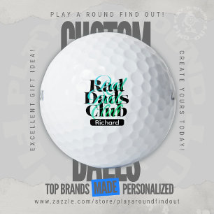 Rad Dads Club Modern Teal Typography Personalised  Golf Balls