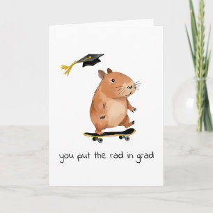 Rad Grad Skateboarding Capybara Graduation Card