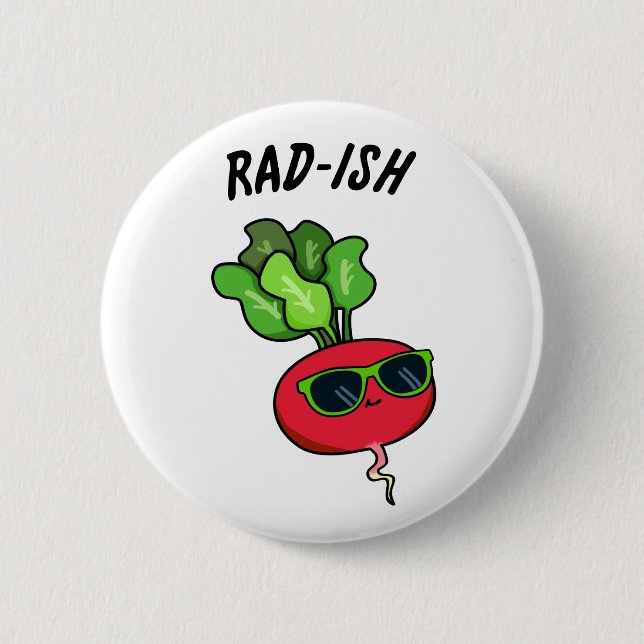 Rad-ish Cute Veggie Radish Pun 6 Cm Round Badge (Front)
