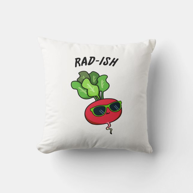 Rad-ish Funny Vegetable Radish Pun  Cushion (Front)