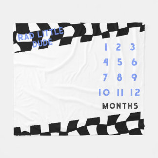 “Rad Little Dude” Check Milestone Fleece Blanket