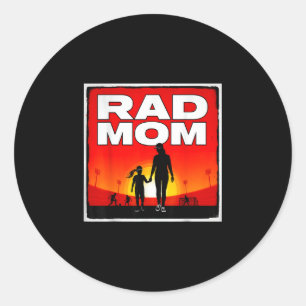 Rad mum mother and daughter soccer mum sunset girl classic round sticker