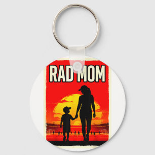 Rad mum mother and son soccer mum sunset key ring