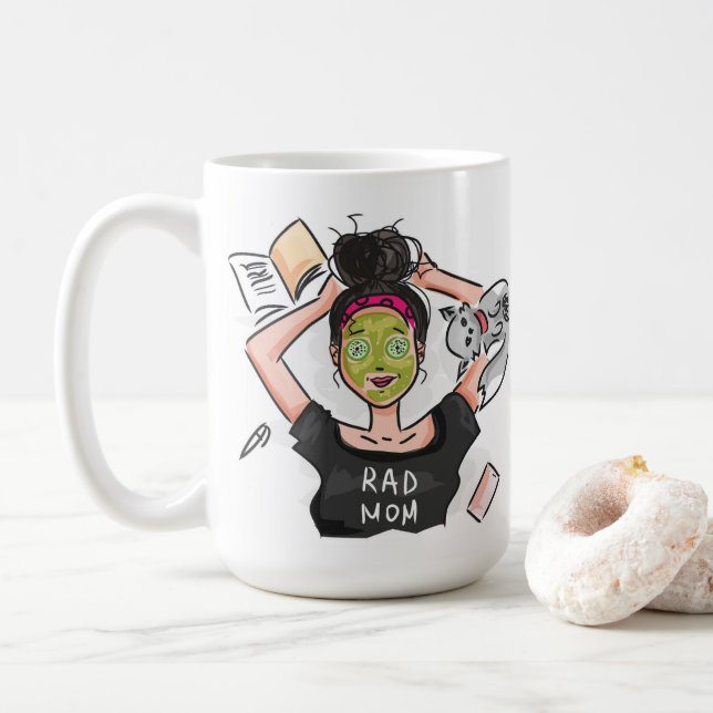 Rad Mum's Day Off Illustration Mum Coffee Mug (With Donut)