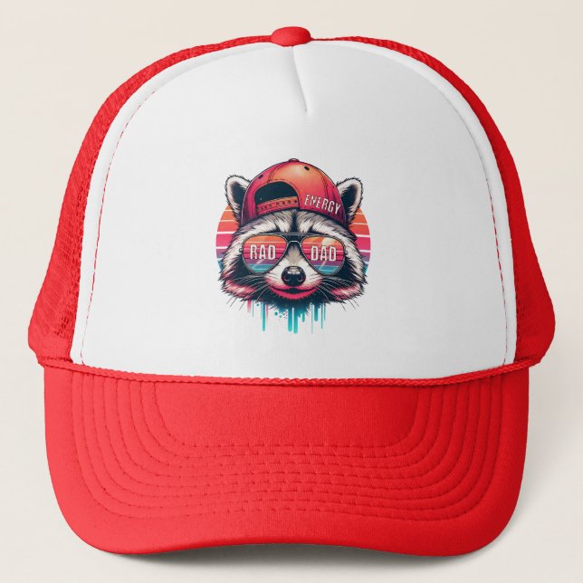 Rad Racoon—Cool Dad Energy  Trucker Hat (Front)