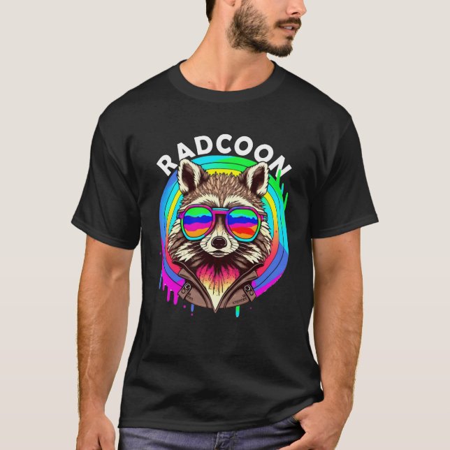 Rad Racoon Radcoon  Animal Sunglasses 80 s Retro S T-Shirt (Front)