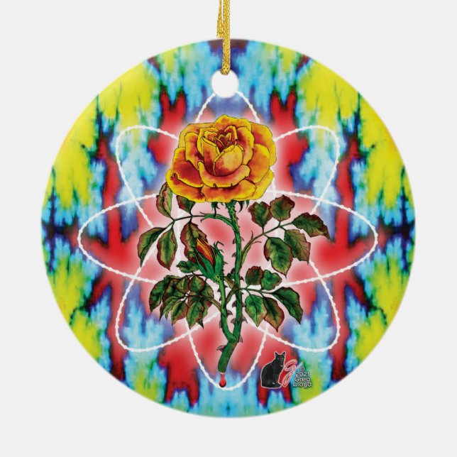 Rad Rad Rose Ceramic Ornament (Back)