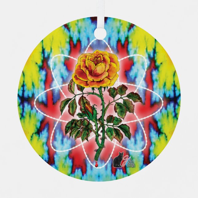 Rad Rad Rose  Metal Tree Decoration (Front)