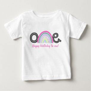 Rad Rainbow Girl's 1st Birthday Party Cute ONE Baby T-Shirt