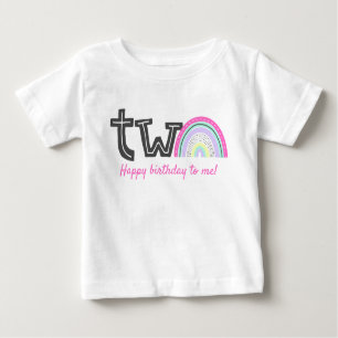 Rad Rainbow Girl's 2nd Birthday Party Cute TWO Baby T-Shirt