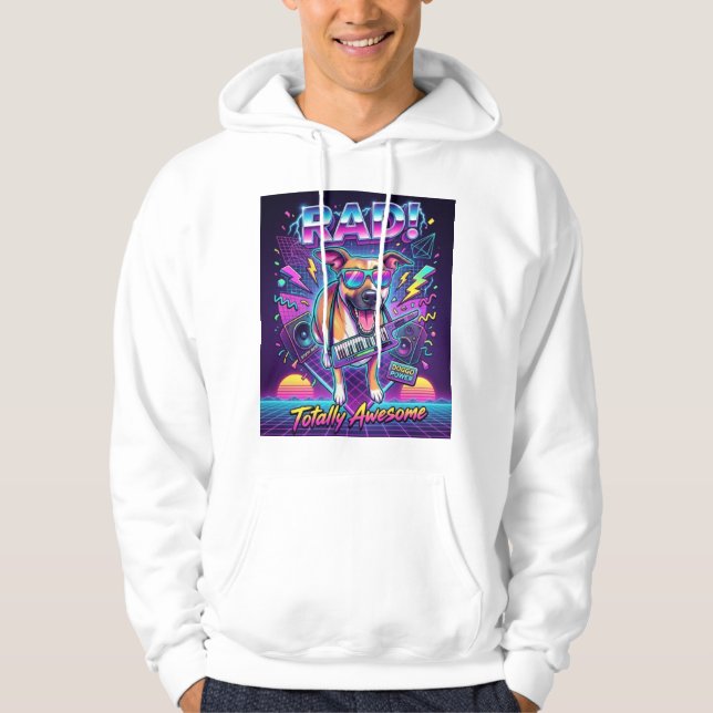 rad retro 80s synthwave 80s dog hoodie (Front)