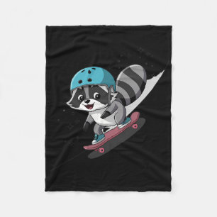 Rad Rocket Raccoon Skateboarding Star Fleece Blanket