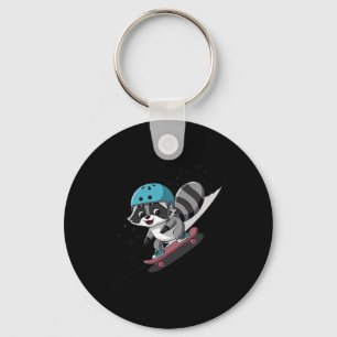 Rad Rocket Raccoon Skateboarding Star Key Ring