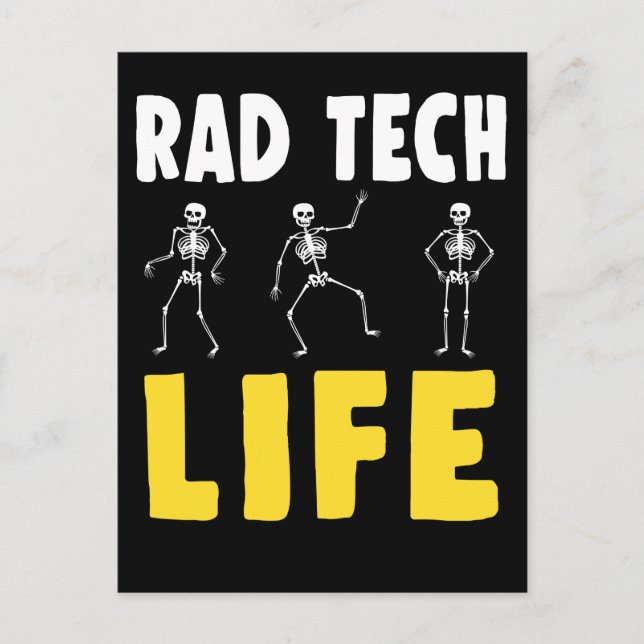 Rad Tech Humor Skeletons Xray Radiology Postcard (Front)
