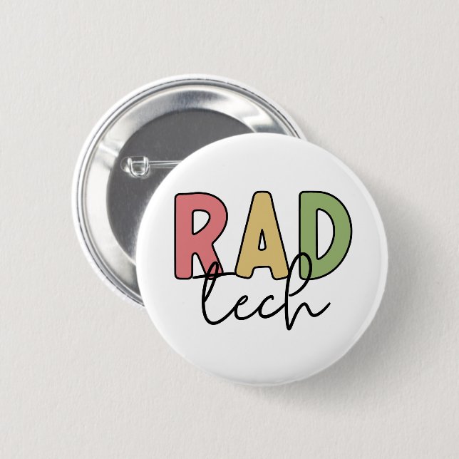 Rad Tech Radiologic Technologist Radiology 6 Cm Round Badge (Front & Back)