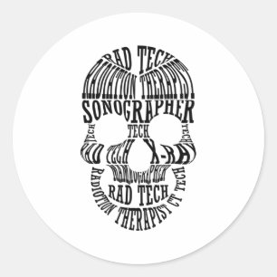 Rad Tech Skull Technologist Xray Radiology Tech Classic Round Sticker