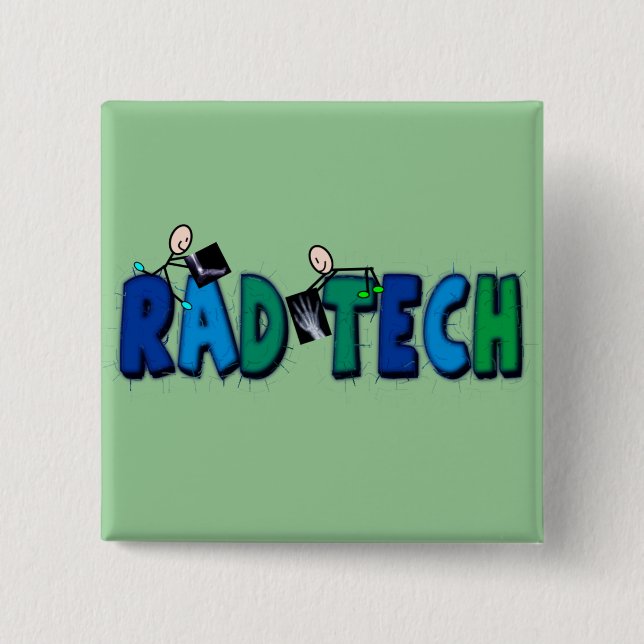 Rad Tech With Stick People and Xrays Design 15 Cm Square Badge (Front)