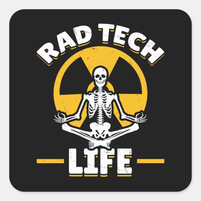 Rad Tech Yoga Skeleton Xray Radiology Square Sticker (Front)