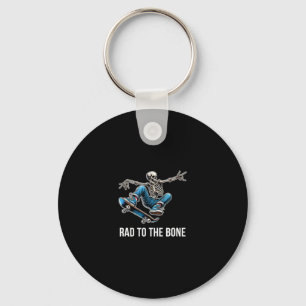 Rad To The Bone - Skateboarding Skeleton - Key Ring