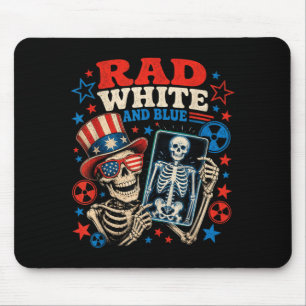 Rad White And Blue Funny Skeleton Patriotic Mri Ct Mouse Pad