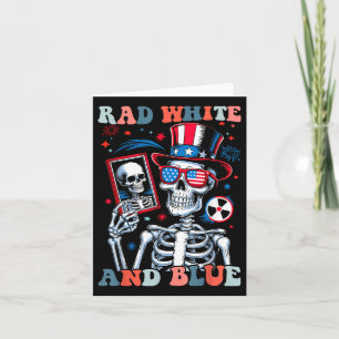 Rad White And Blue Skeleton Funny Patriotic Radiol Card