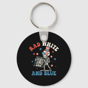 Rad White And Blue Skeleton Radiology Patriotic Key Ring
